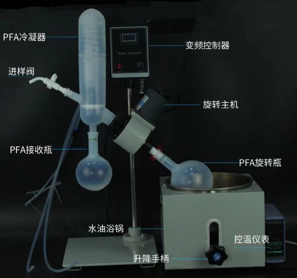 无硅塑料耐高温耐酸碱PFA旋转蒸发仪配套四氟茄形瓶